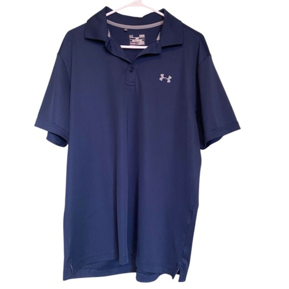 Under Armour Men's Loose Fit Navy Blue Short Sleeve Polo Size Large
